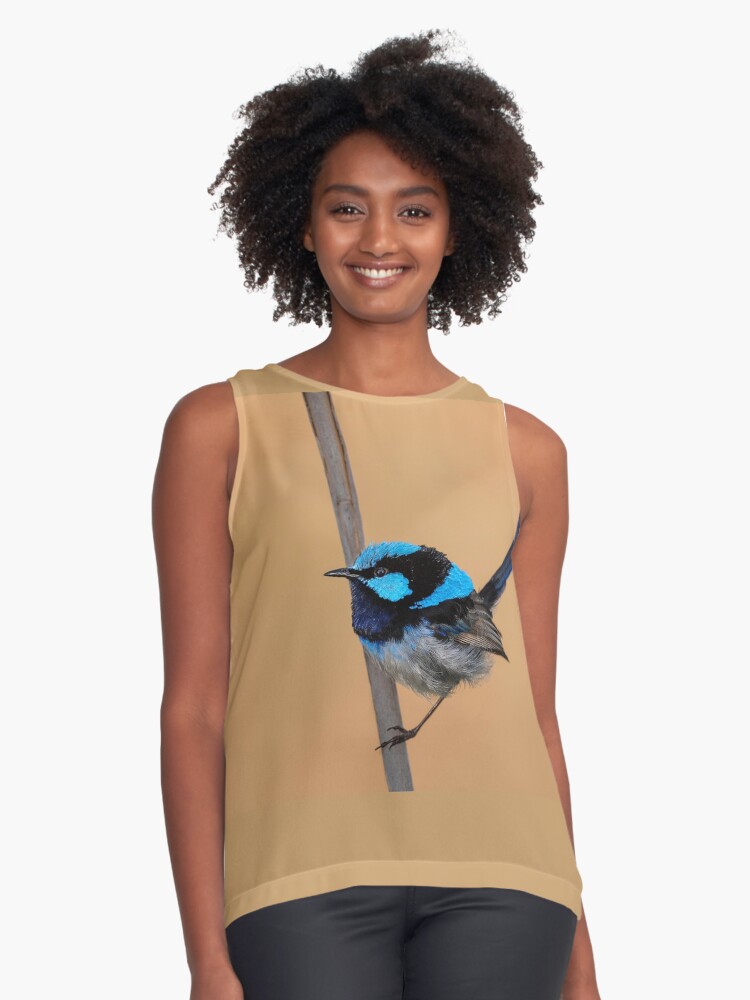 Thumbnail 1 of 6, Sleeveless Top, Portrait of a Male Superb fairy-wren designed and sold by Puttaswamy Ravishankar.