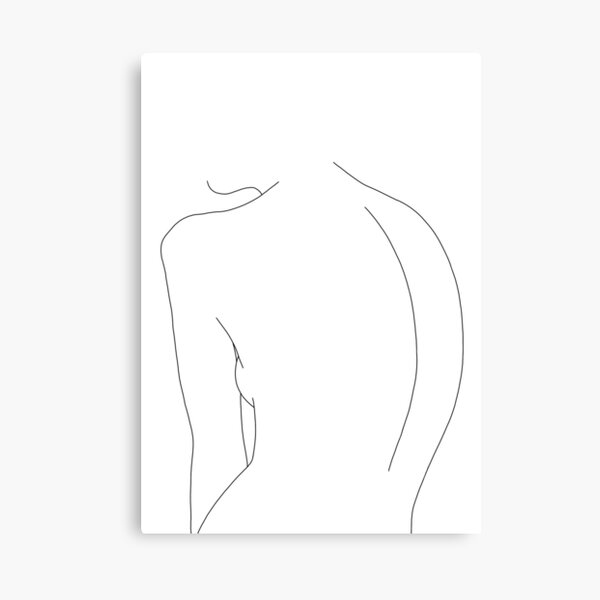 Nude back line drawing illustration - Alex Canvas Print