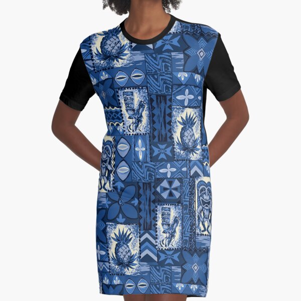 Item preview, Pomaika’i Tiki Hawaiian Vintage Tapa - Indigo Blue designed and sold by DriveIndustries.