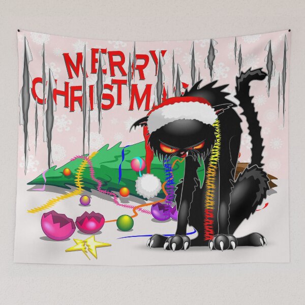 Item preview, Evil Black Cat VS Christmas Tree  designed and sold by BluedarkArt.