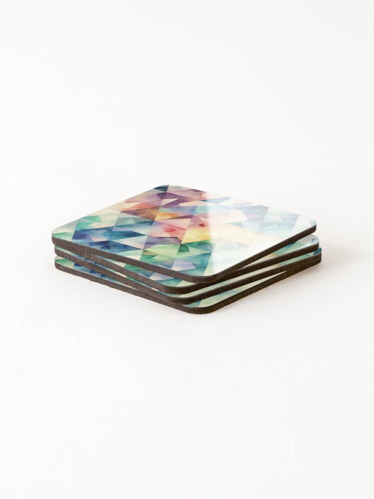 Thumbnail 4 of 5, Coasters (Set of 4), Watercolour Triangular Grid designed and sold by Patternifico.