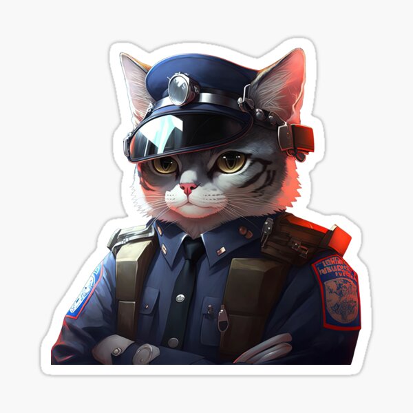 Cat Pop Art Police Cat - Cat Pop Art - Sticker