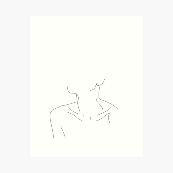 Collar bones line drawing illustration - Ali Art Print