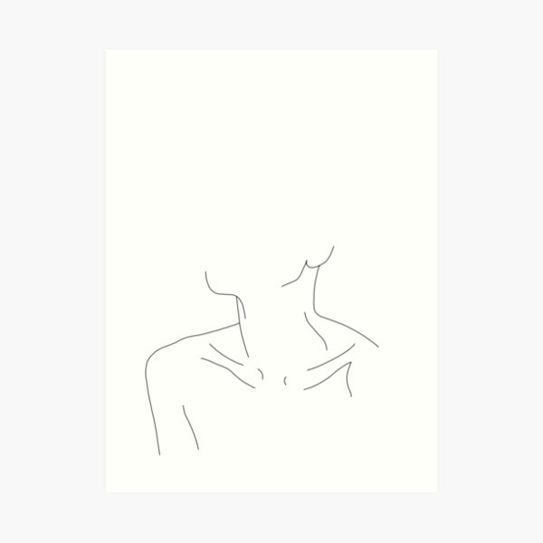 Collar bones line drawing illustration - Ali Art Print
