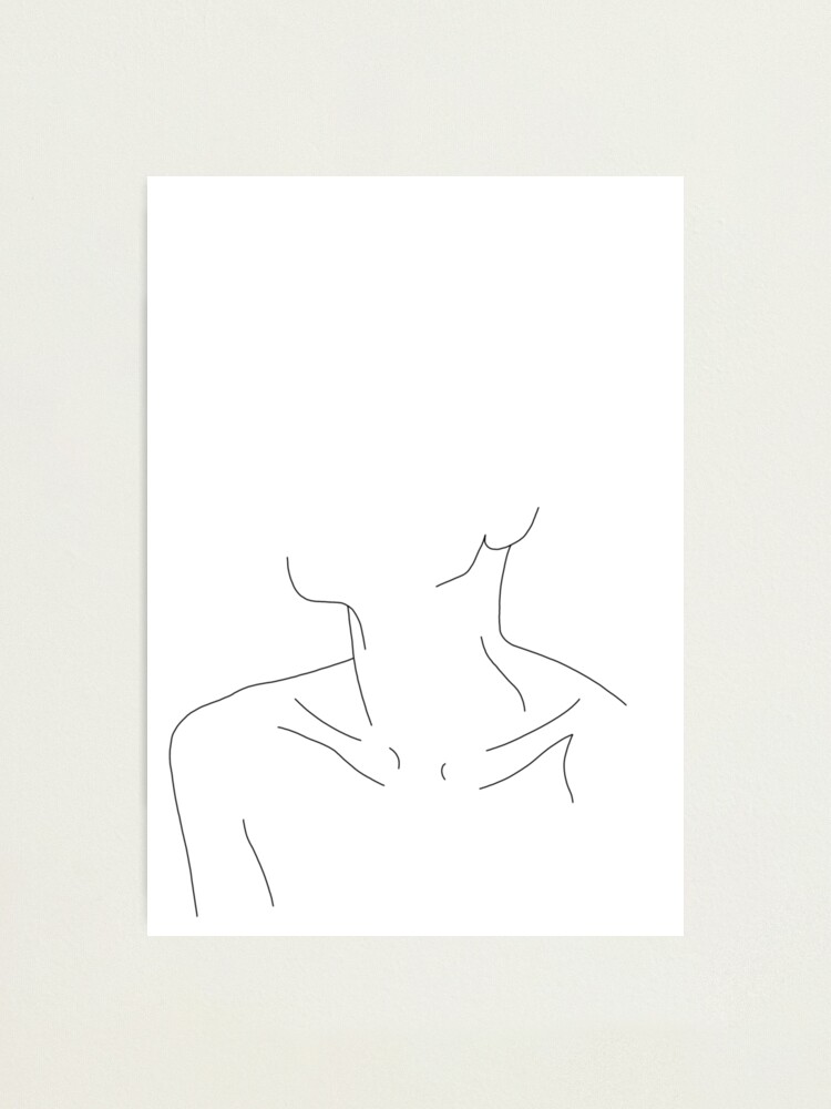 "Collar bones line drawing illustration - Ali" Photographic Print by