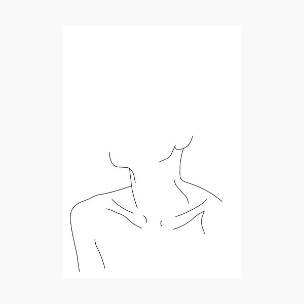 "Collar bones line drawing illustration - Ali" Photographic Print by