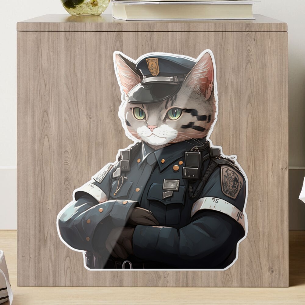 Cat Police Officer Sticker for Sale by ElleeKat