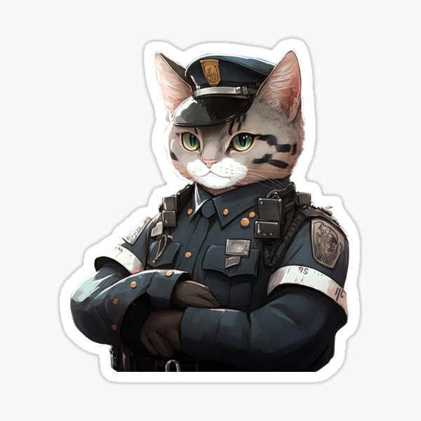 Police Cat Sticker for Sale by TheFullFantasy