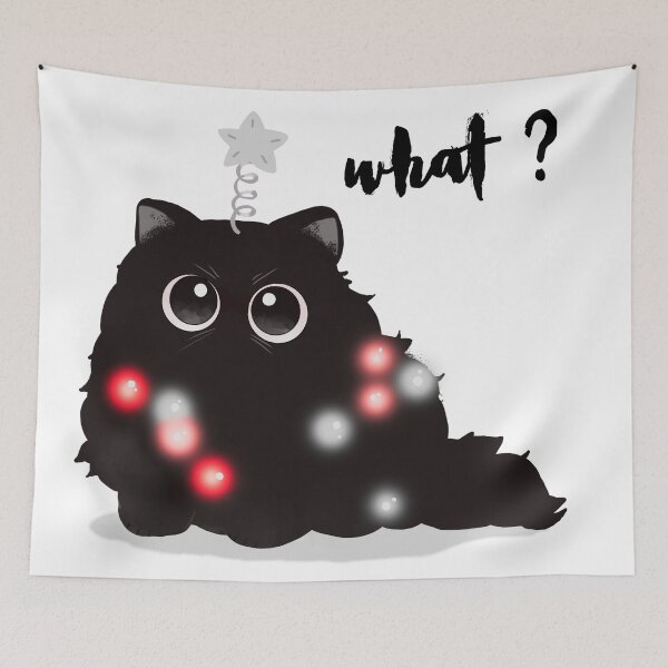 Item preview, Funny Black Cat Pushing Christmas Tree designed and sold by FunnyFreak.