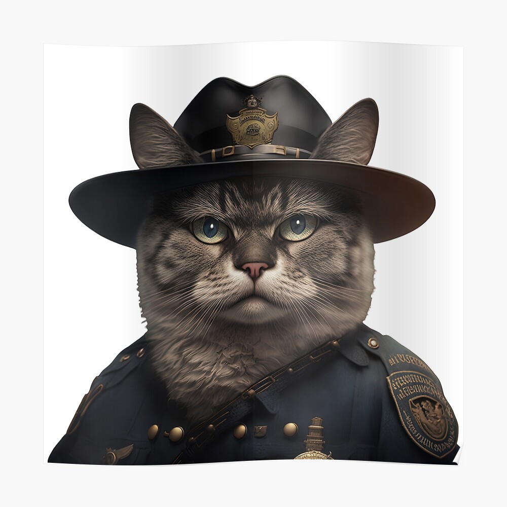 Cat Police Officer Cartoon Anime Style Animal Sticker for Sale by  AnimalArtPhotos