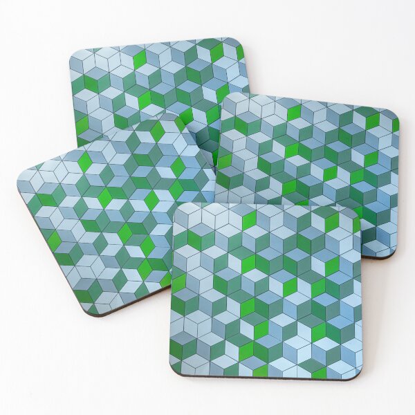 Item preview, Green and Blue cubes Geometric pattern. designed and sold by Kanchan1987.