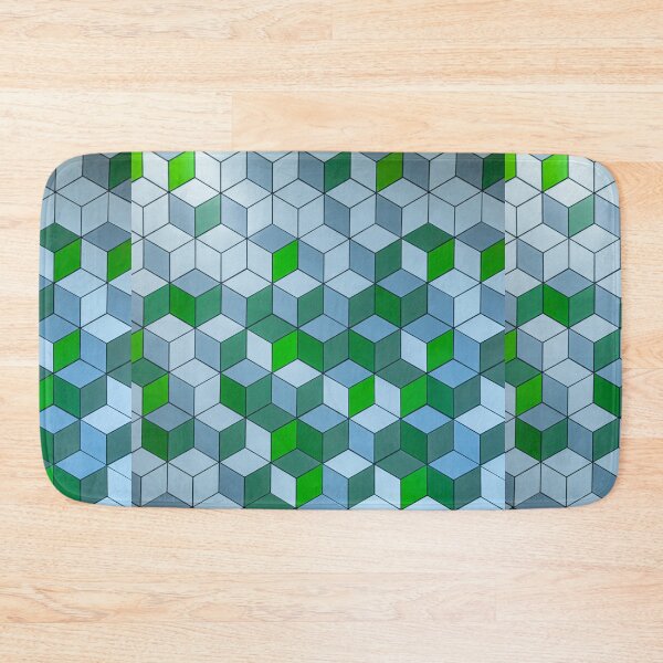 Item preview, Green and Blue cubes Geometric pattern. designed and sold by Kanchan1987.