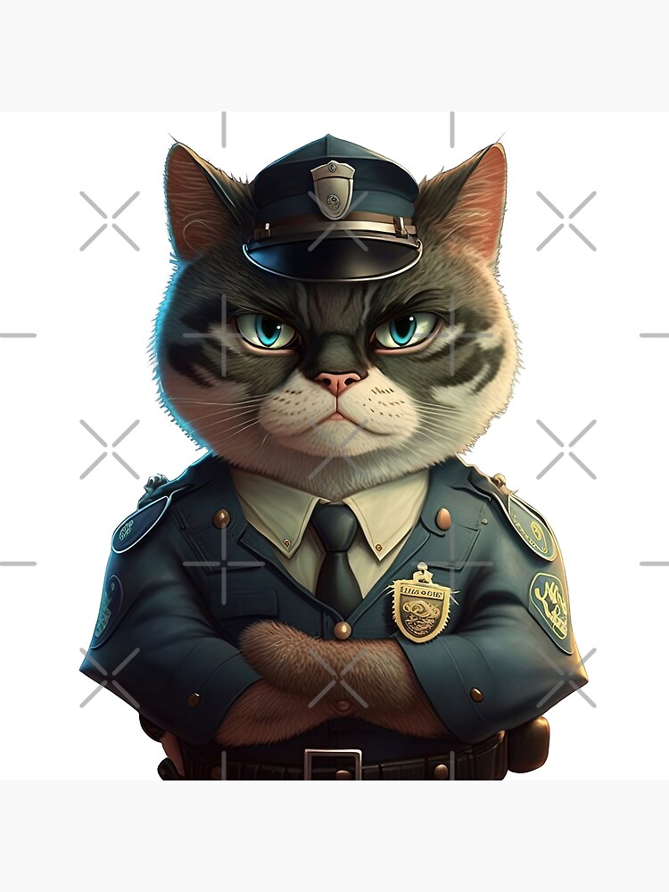 Cat Police Officer Cartoon Anime Style Animal Sticker for Sale by  AnimalArtPhotos