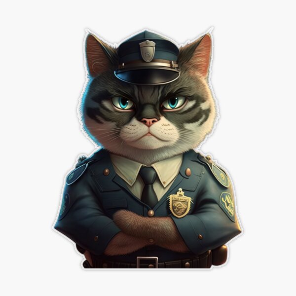 Officer police cat Sticker for Sale by AnimalArtPhotos