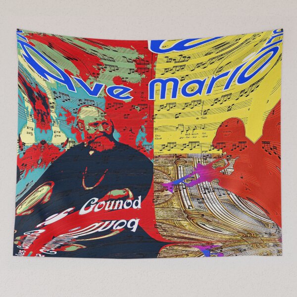 Item preview, ATTRACTIVE PORTRAIT OF CHARLES GOUNOD - MUSICIAN COMPOSER - VIRTUAL CONCERT ORGAN TRUMPET DUO - FUNNY MUSIC SCORE AVE MARIA PATCHWORK PATTERN - GREAT GIFT FOR ORGANISTS AND TRUMPETERS designed and sold by Ralek.