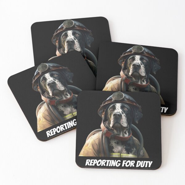 Item preview, Fireman dog reporting for duty designed and sold by AnimalArtPhotos.