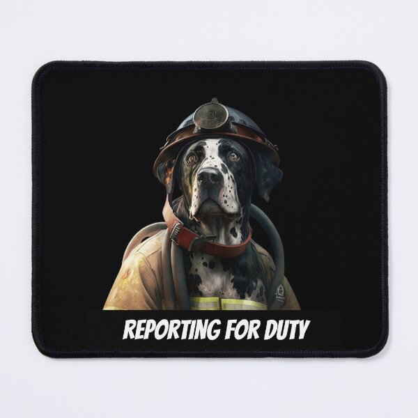 Item preview, Fireman dog reporting for duty designed and sold by AnimalArtPhotos.