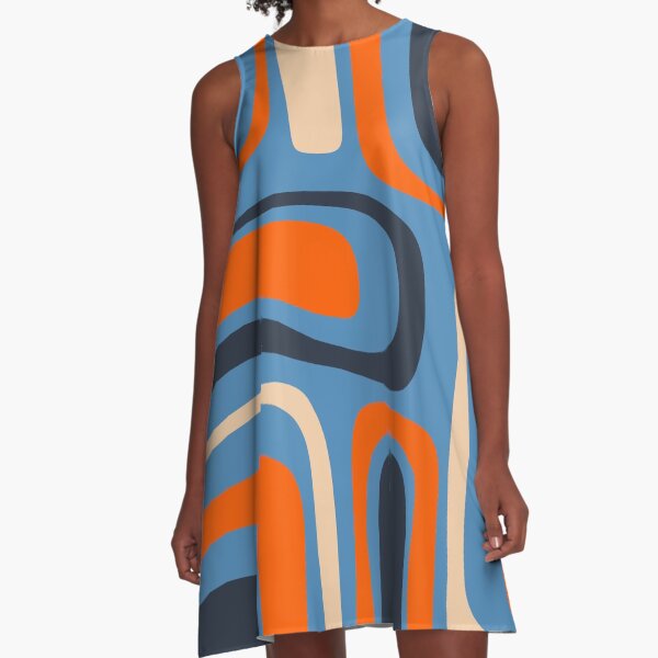 Item preview, Palm Springs Retro Mid Century Modern Abstract Pattern Blue and Orange designed and sold by kierkegaard.