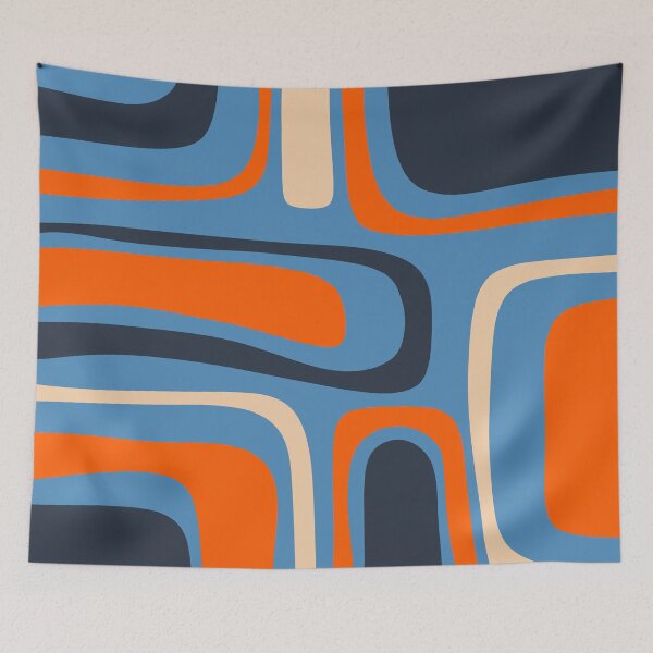Item preview, Palm Springs Retro Mid Century Modern Abstract Pattern Blue and Orange designed and sold by kierkegaard.