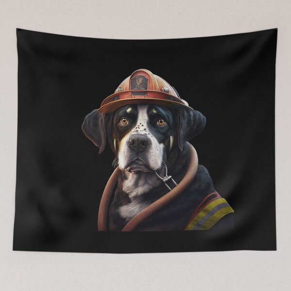 Item preview, Funny cute fireman dog designed and sold by AnimalArtPhotos.