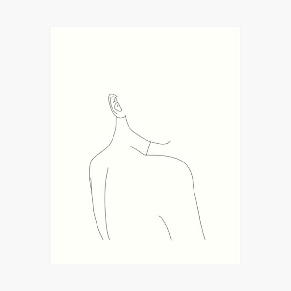 Woman's back line drawing illustration - Alina Art Print