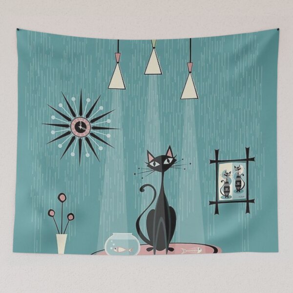 Item preview, Retro Atomic Cat Goes Fishing Vintage Design designed and sold by GypsyGarou.