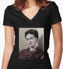 Frida Kahlo -Oil Women's Fitted V-Neck T-Shirt