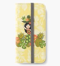 Ananas Luau Hawaiian Hula Girl - Zitrone und Papaya iPhone Flip-Case/Hülle/Klebefolie