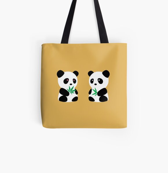 Two Pandas All Over Print Tote Bag