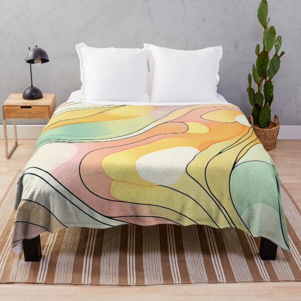 Item preview, "Zuri" - Watercolor Abstract Painting Stripes Pattern in Blue, Yellow, Green, White, Pink, Orange, Purple, Navy, Cream, designed and sold by HiArtify ❤️.