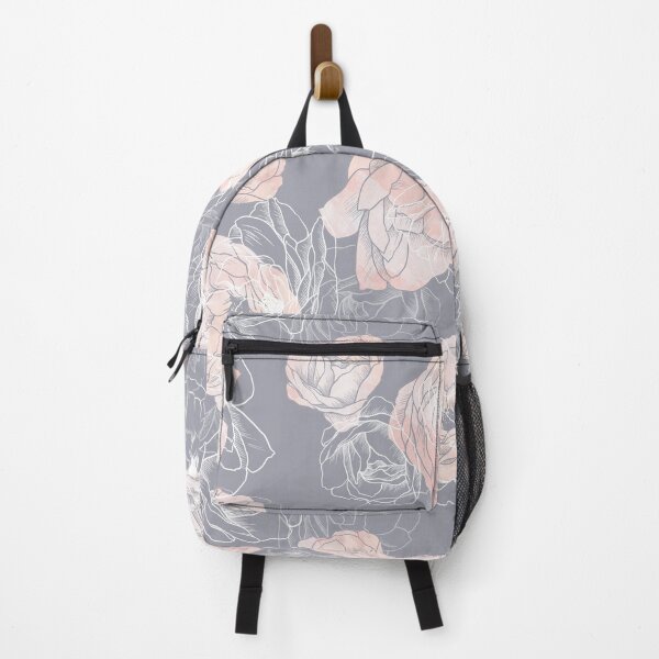 Item preview, Pink Carnation Outline Pattern in Neutral Blue designed and sold by marknprints.