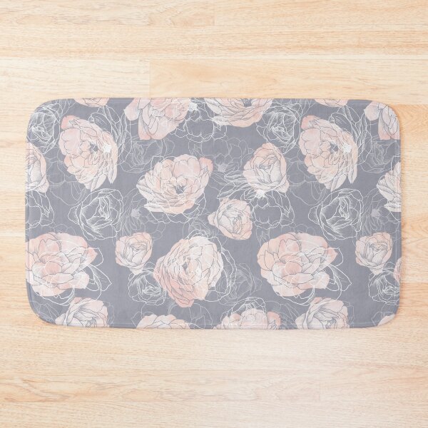 Item preview, Pink Carnation Outline Pattern in Neutral Blue designed and sold by marknprints.