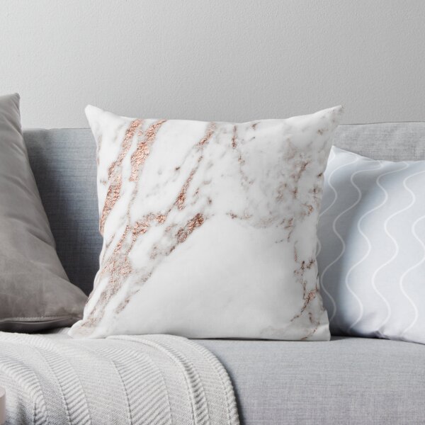 Rose gold vein marble Throw Pillow