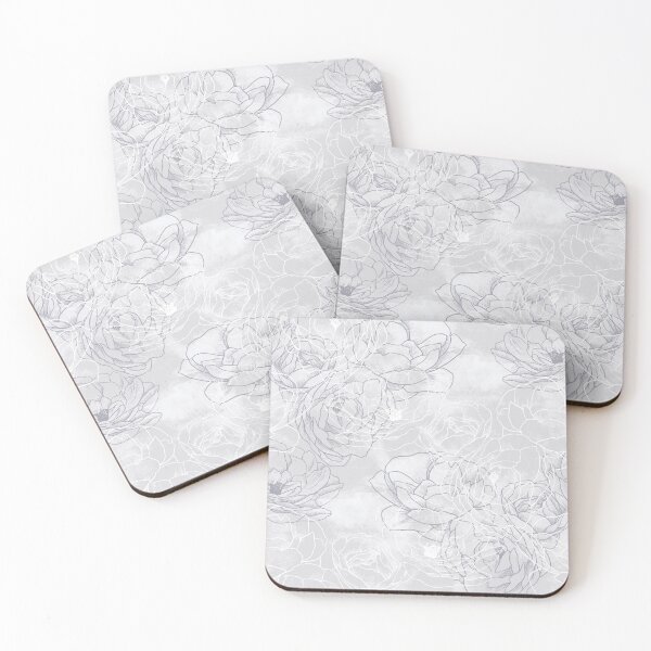 Item preview, Grayscale Carnation Outline Pattern designed and sold by marknprints.
