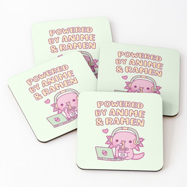 Aperçu de l'œuvre Axolotl mignon propulsé par l'anime et le ramen créée et vendue par rustydoodle.
