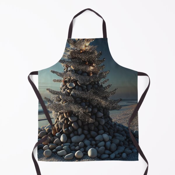 Item preview, Un sapin de Noël réalisé avec des galets, sur une plage - poster original designed and sold by Bird Design.