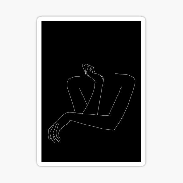 Woman's arms line drawing illustration - Anna Black Sticker