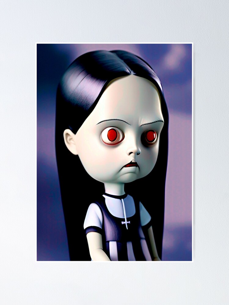 Poster for Sale avec l'œuvre « Poupée de dessin animé mercredi Addams » de  l'artiste Elegant-Advice