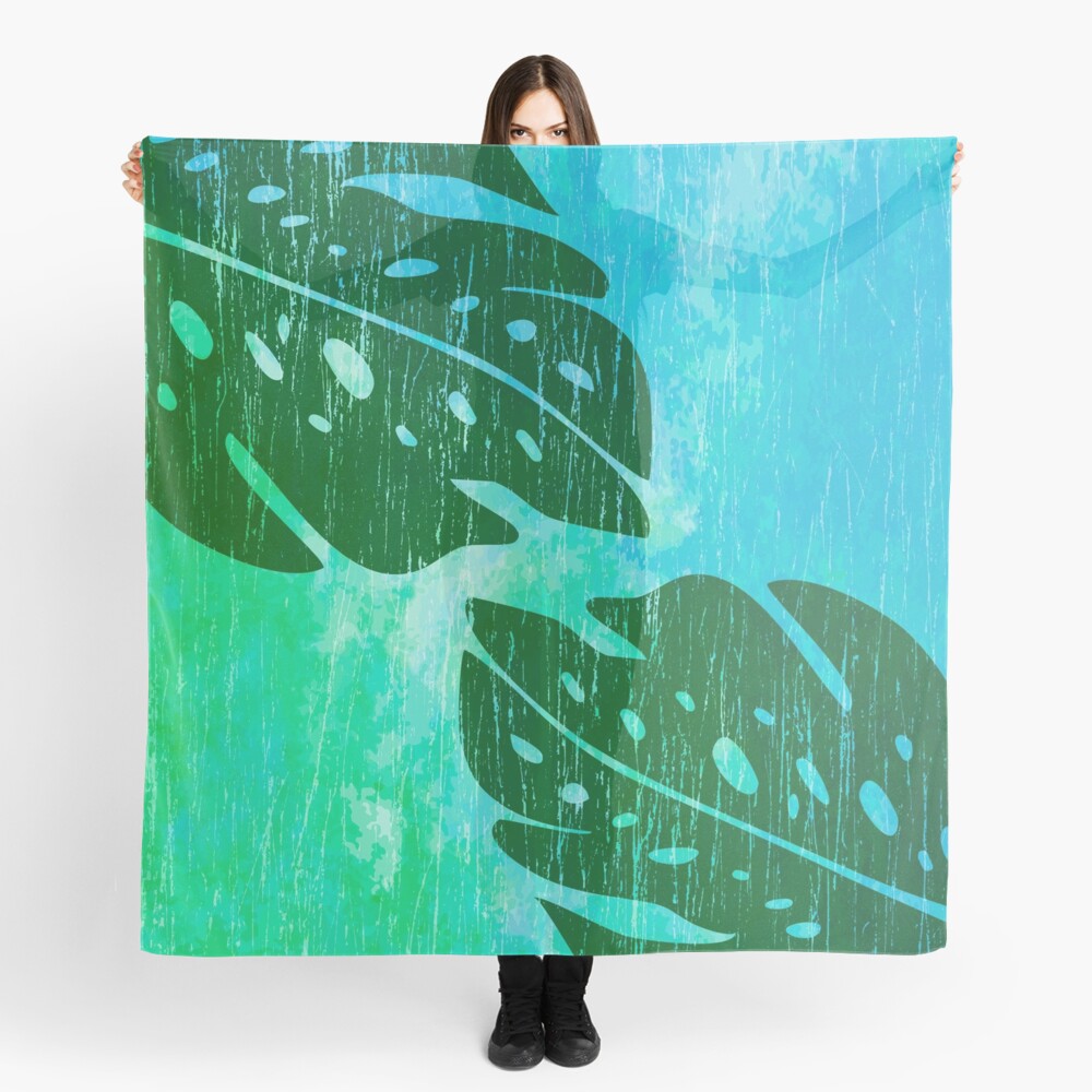 Maikai Hawaiian Monstera Leaf Tie-Dye Blend - Green & Turq Scarf