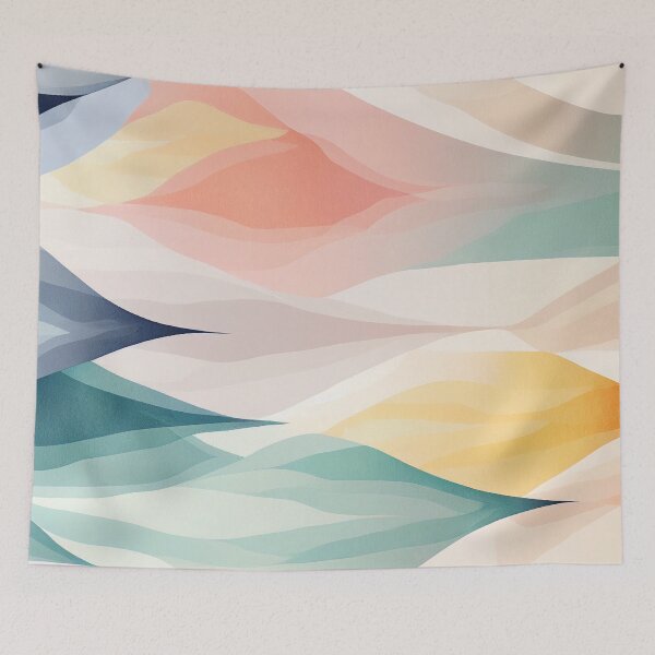Item preview, "Presley" - Watercolor Abstract Painting Stripes Pattern in Blue, Yellow, Green, White, Pink, Orange, Purple, Navy, Cream, designed and sold by HiArtify ❤️.