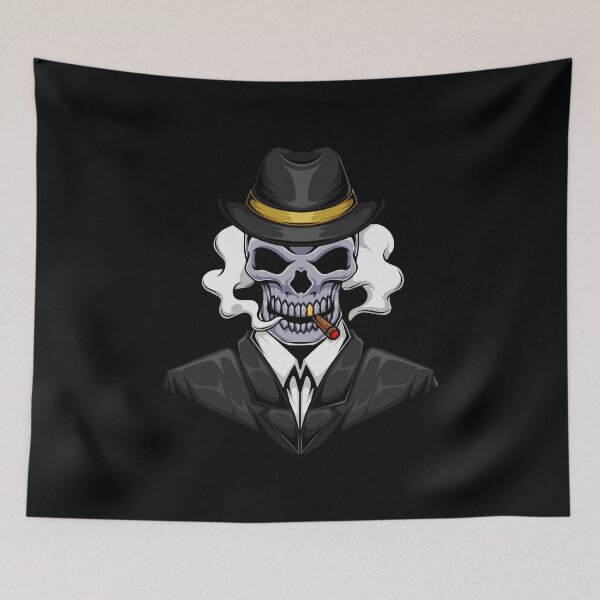 Item preview, Smoking Gentleman Skull Mafia Skeleton Wearing Suit Gangster designed and sold by KANDA EUATHAM.