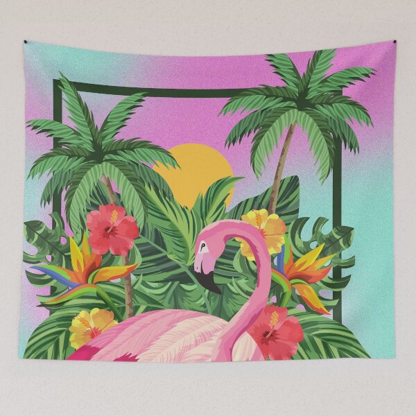 Item preview, Flamingo with Tropical Leaves.  designed and sold by EmmaBazz.