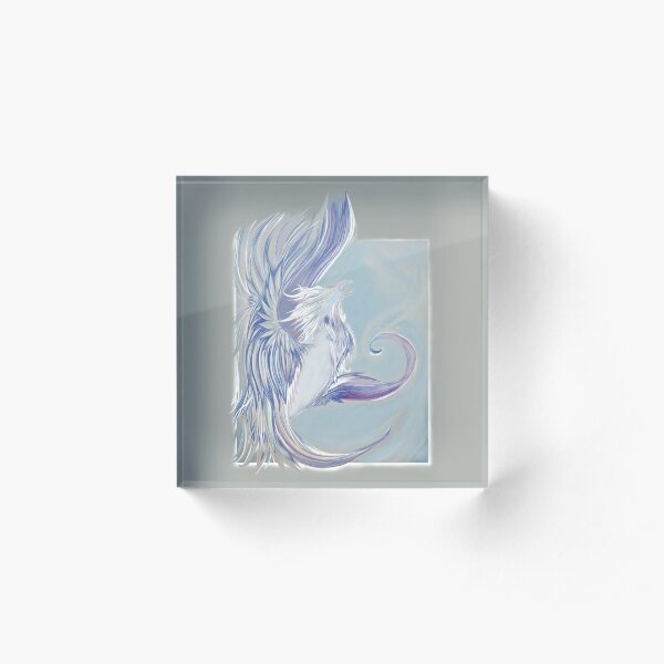 Caladrius, a mythical bird known for taking someone's sickness away then healing itself. Acrylic Block