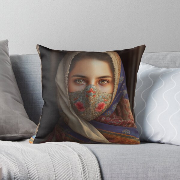 Beautiful Girl with Persian Traditional Clothes Throw Pillow