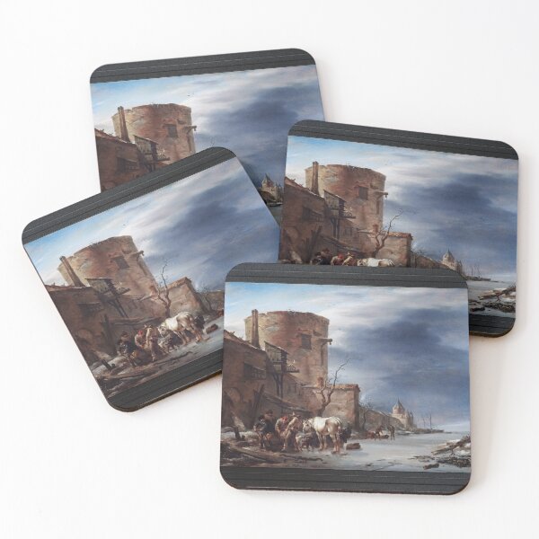 Item preview, The City Wall of Haarlem in the Winter by Nicolaes Pieterszoon Berchem Remastered Xzendor7 Classical Art Old Masters Reproductions designed and sold by Xzendor7 Digital Art Creations.