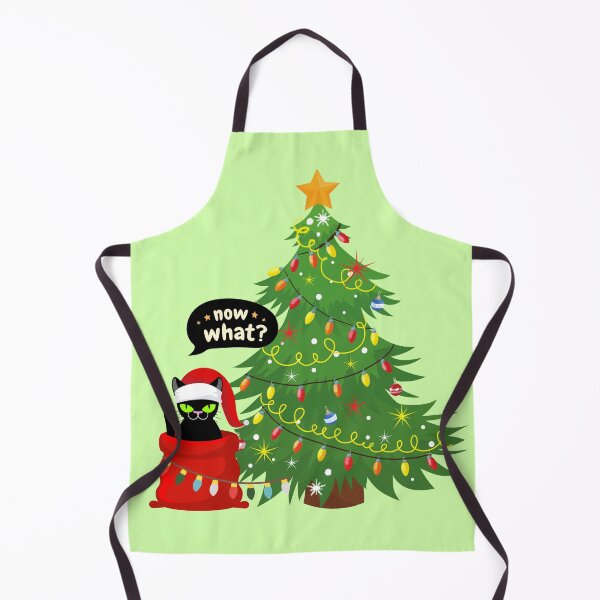Item preview, Funny Black Cat Pushing Christmas Tree designed and sold by FunnyFreak.