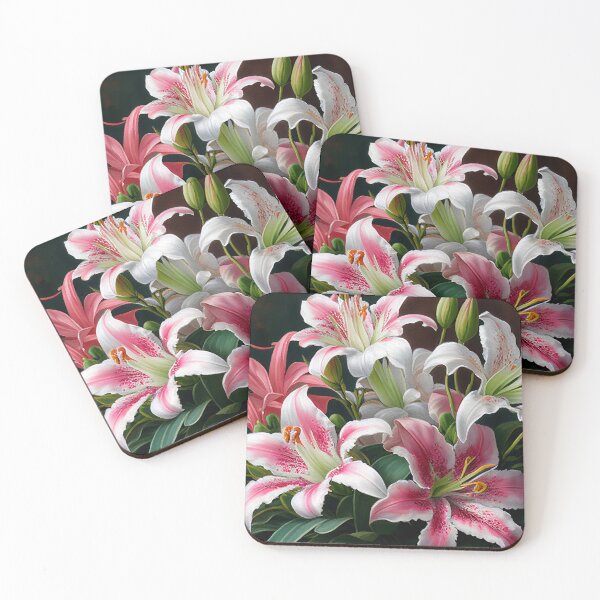 Item preview, Painting of Pink and White Lilies designed and sold by kansaikate.
