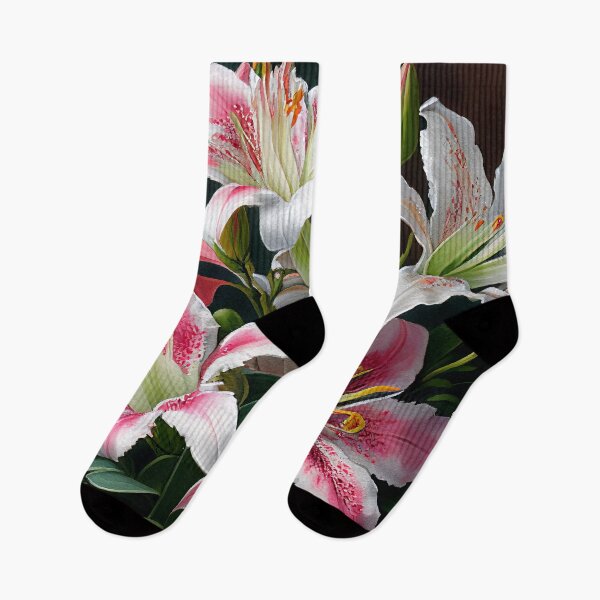 Item preview, Painting of Pink and White Lilies designed and sold by kansaikate.