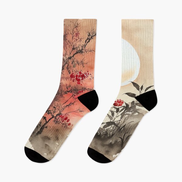 Item preview, japanese landscape during full moon - sumi-e painting designed and sold by MaitionDesigns.