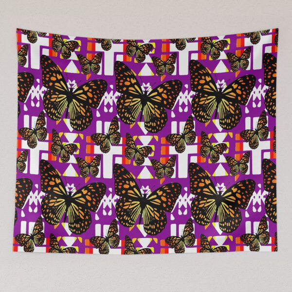 Item preview, Purple / White  / Fire Color  Native Butterfly Blanket Print  designed and sold by JMWCD.